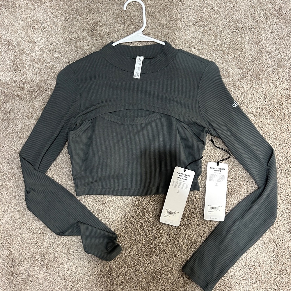 Alo Yoga Thrill Seeker Shrug and Whisper Bra Top